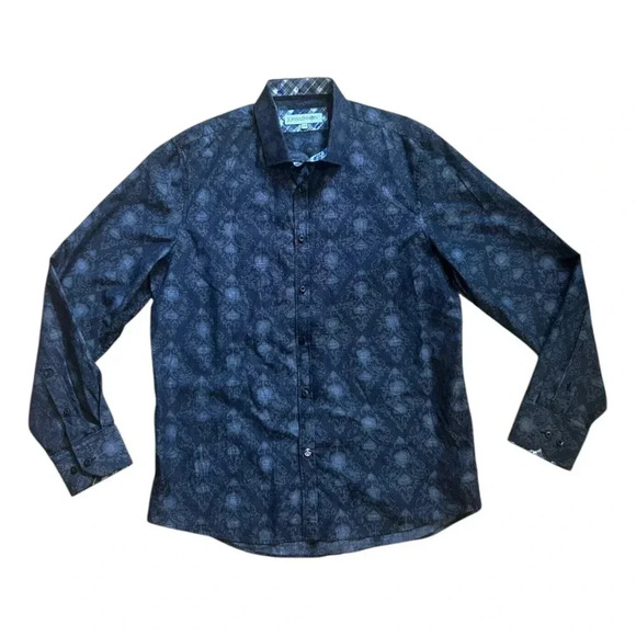 John Lennon Shirt Mens L Black Floral Long  Sleeve Button Up - Picture 1 of 10